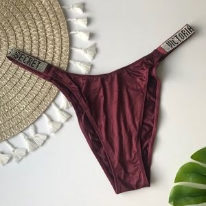 Victoria’s Secret Rhinestone Strap Brazilian Panty Red Currant Large NEW